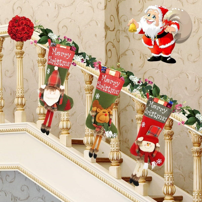 2024 3D Christmas Stockings Set - Santa, Snowman & Reindeer