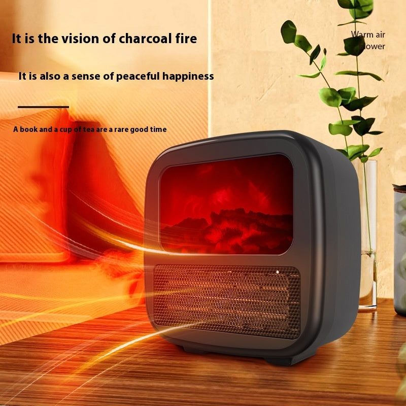 Portable 3D Flame Electric Heater – 1000W Warm Air Fan for Small Rooms