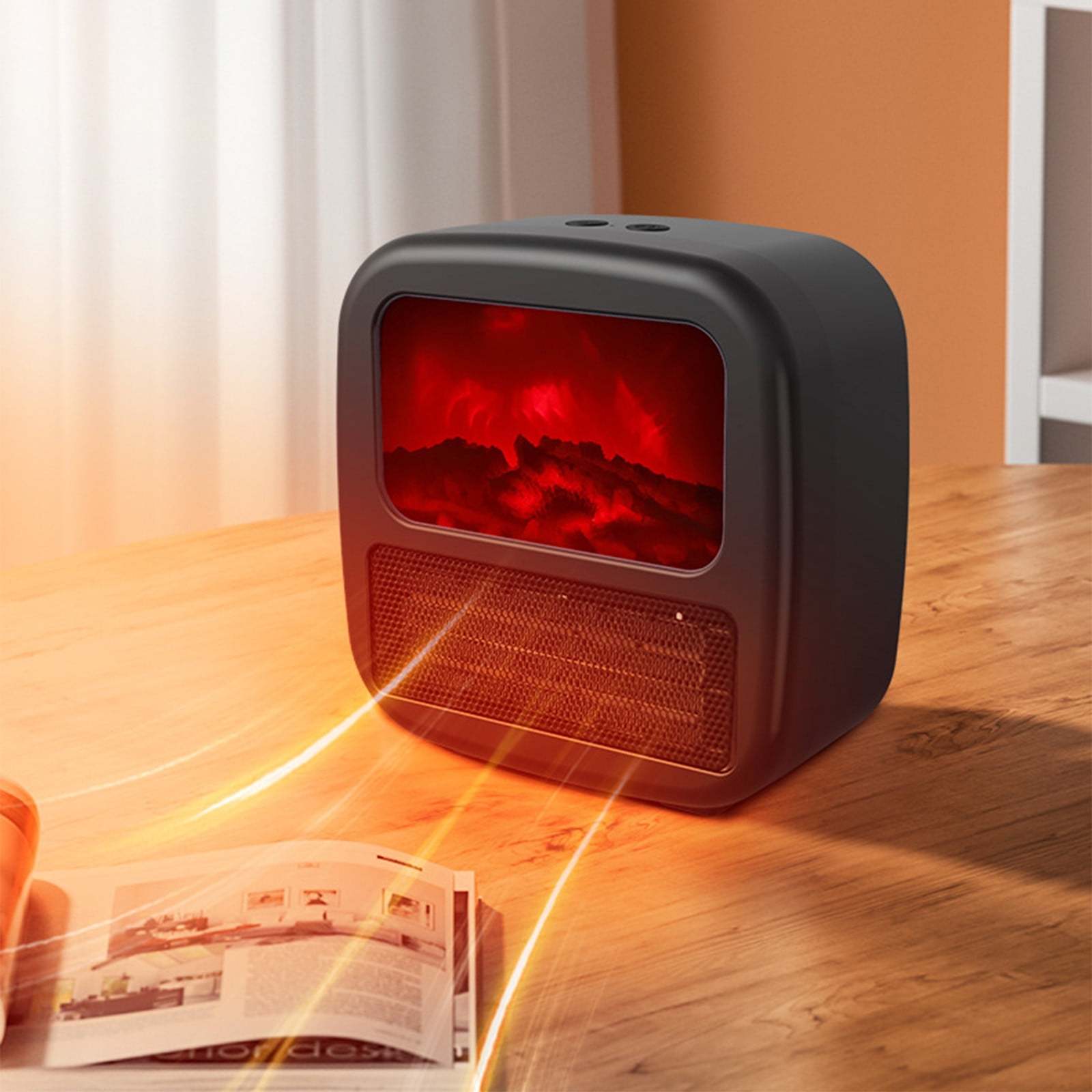 Portable 3D Flame Electric Heater – 1000W Warm Air Fan for Small Rooms