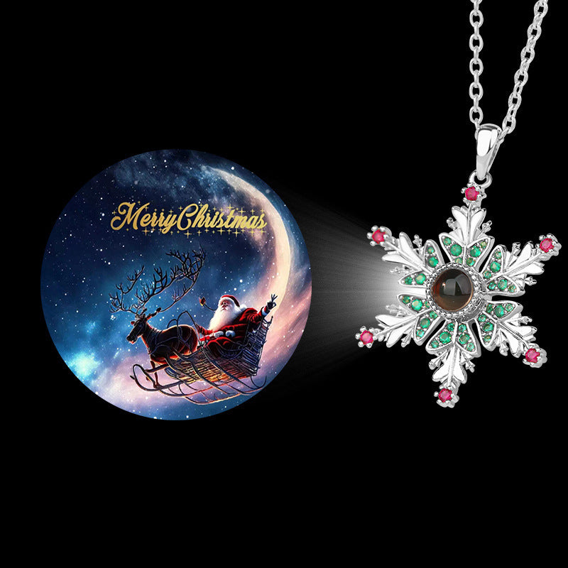 Christmas Snowflake Projection Necklace - Elegant Gift for Women