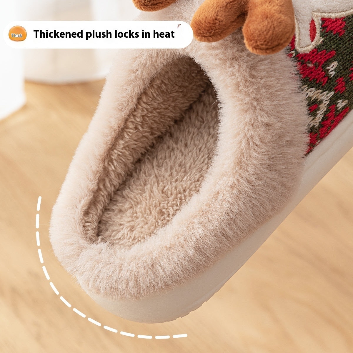 Christmas Elk Plush Slippers - Cozy Non-Slip Winter House Shoes
