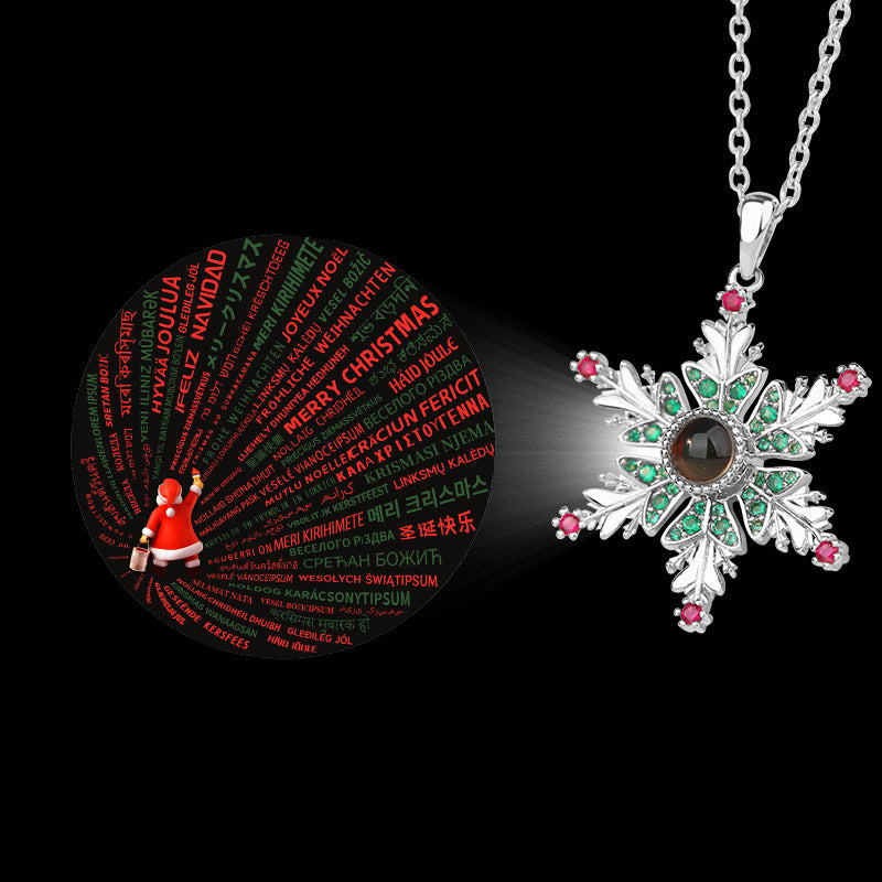 Christmas Snowflake Projection Necklace - Elegant Gift for Women