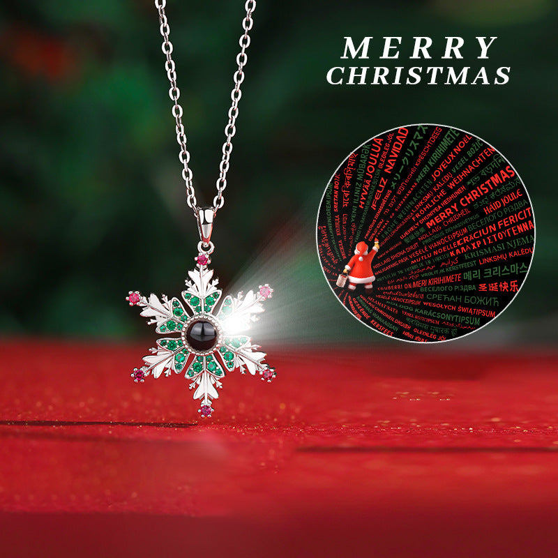Christmas Snowflake Projection Necklace - Elegant Gift for Women