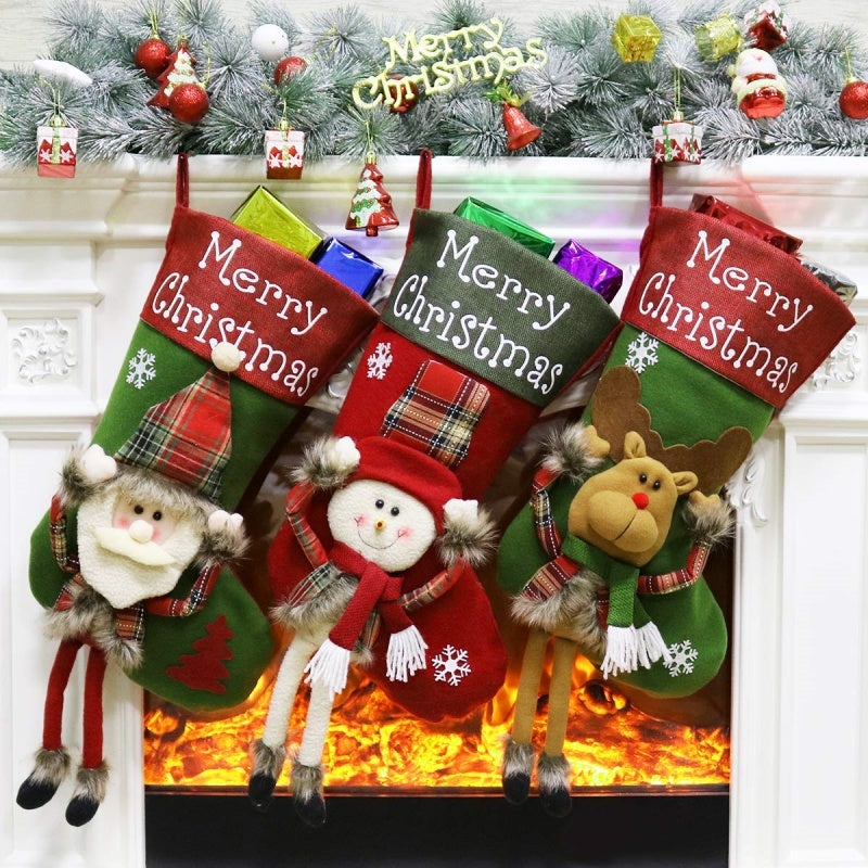 2024 3D Christmas Stockings Set - Santa, Snowman & Reindeer
