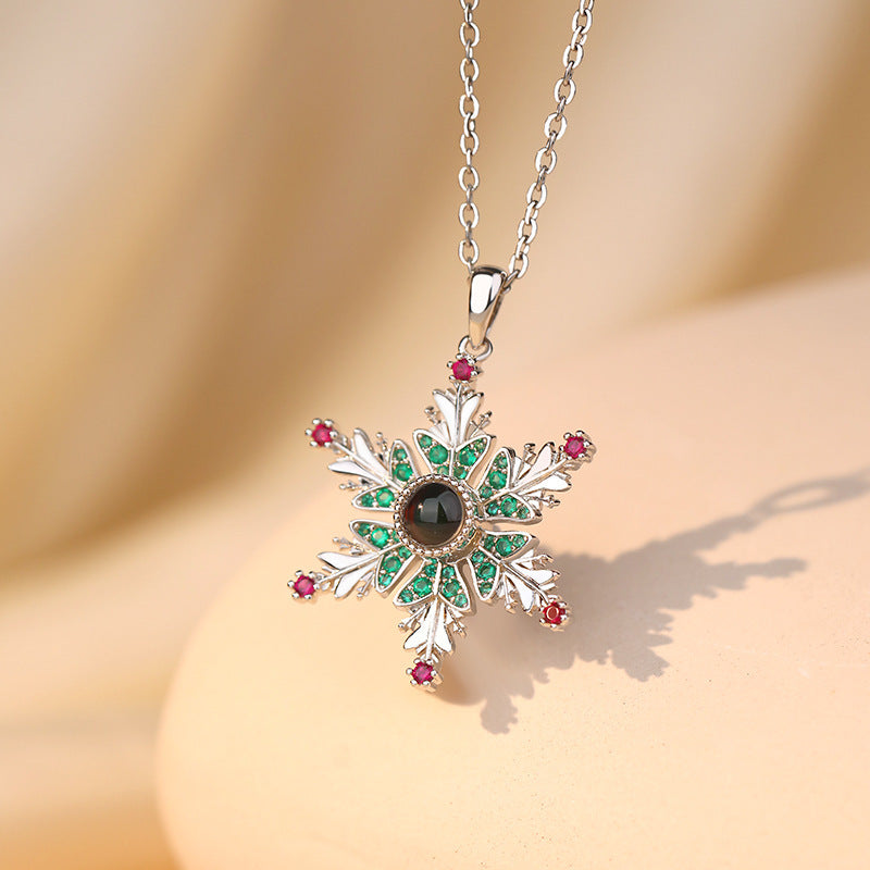 Christmas Snowflake Projection Necklace - Elegant Gift for Women