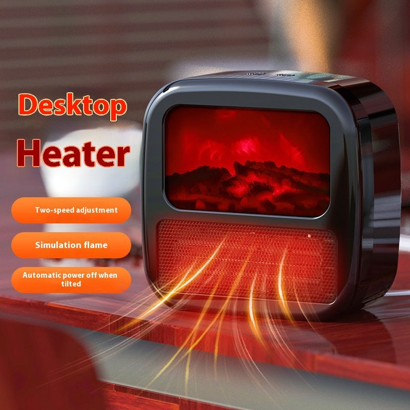 Portable 3D Flame Electric Heater – 1000W Warm Air Fan for Small Rooms